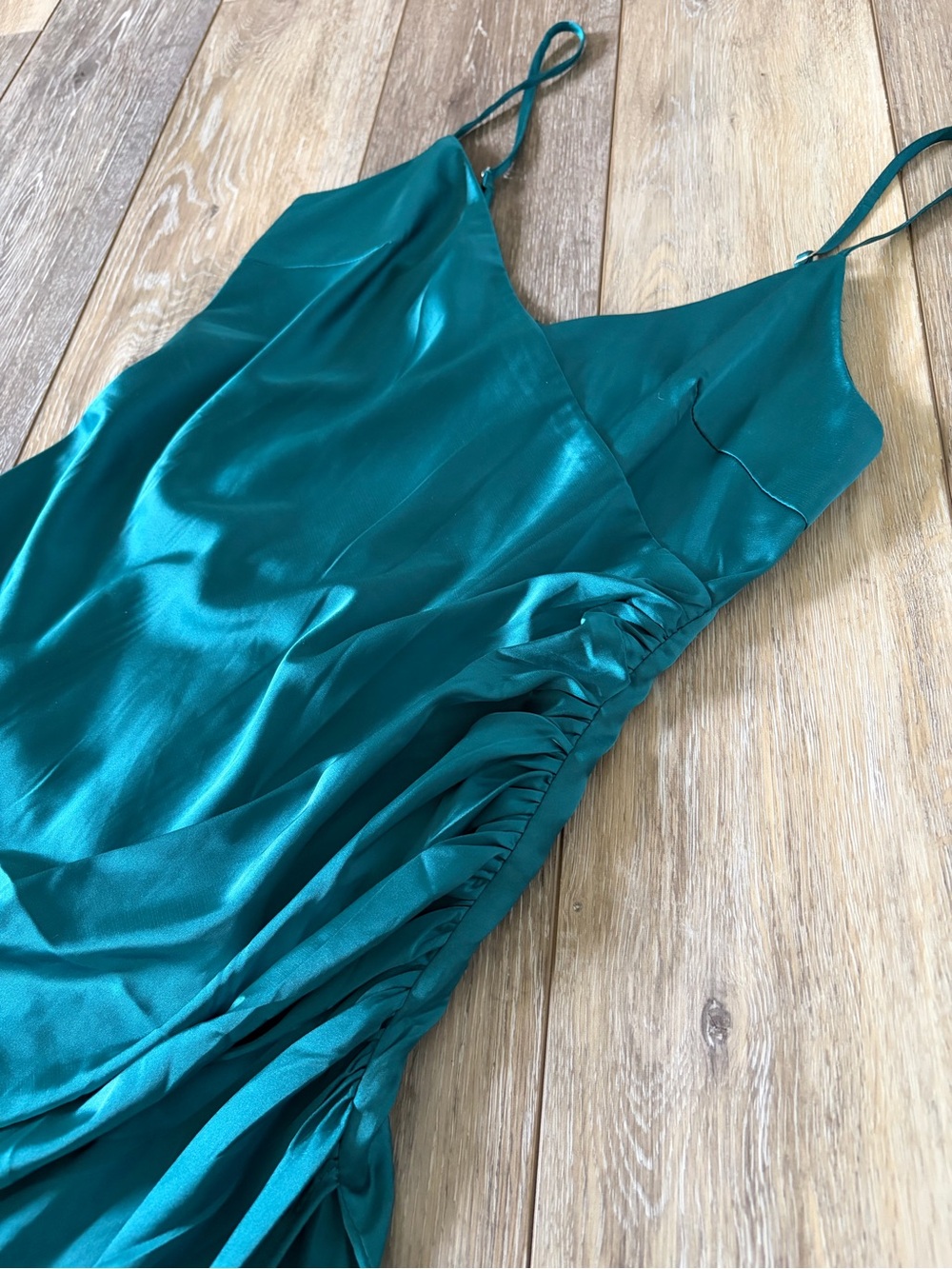 Forever 21 Teal Satin Slip Maxi Dress - Picture 3 of 12